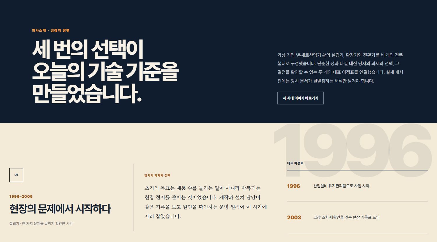 대형 연도 챕터 블록 화면