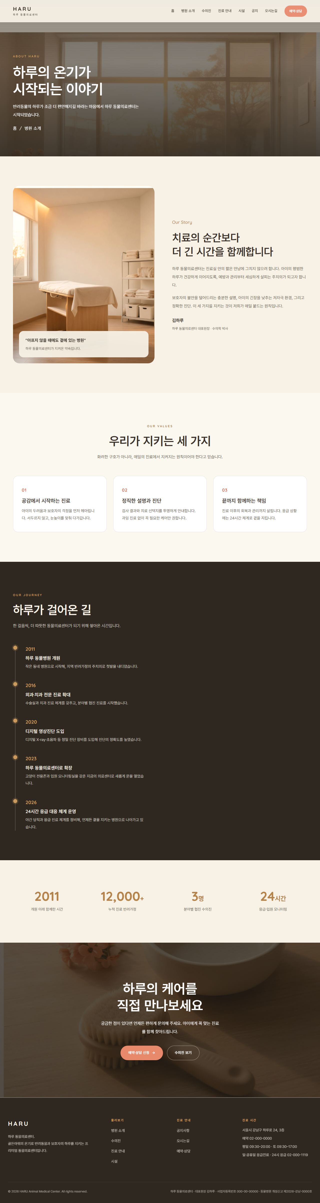 하루 — 동물의료센터/동물병원 (웜 골든아워 케어) — 병원 소개